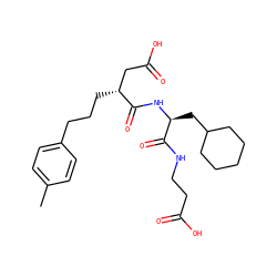 Cc1ccc(CCC[C@H](CC(=O)O)C(=O)N[C@@H](CC2CCCCC2)C(=O)NCCC(=O)O)cc1 ZINC000013558498