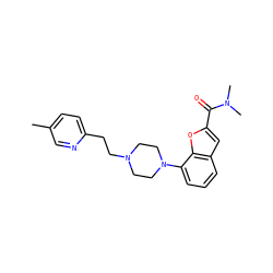 Cc1ccc(CCN2CCN(c3cccc4cc(C(=O)N(C)C)oc34)CC2)nc1 ZINC000114868859