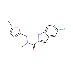 Cc1ccc(CN(C)C(=O)c2cc3cc(F)ccc3[nH]2)o1 ZINC000078882974