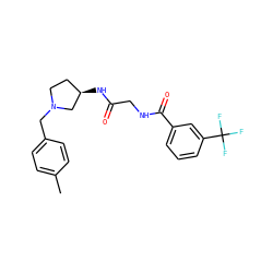 Cc1ccc(CN2CC[C@@H](NC(=O)CNC(=O)c3cccc(C(F)(F)F)c3)C2)cc1 ZINC000029125694