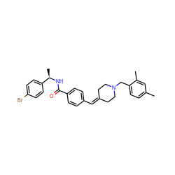 Cc1ccc(CN2CCC(=Cc3ccc(C(=O)N[C@H](C)c4ccc(Br)cc4)cc3)CC2)c(C)c1 ZINC000043009985