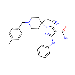 Cc1ccc(CN2CCC(CC#N)(n3cc(C(N)=O)c(Nc4ccccc4)n3)CC2)cc1 ZINC000222095870