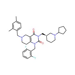 Cc1ccc(CN2CCc3c(c(=O)n(C[C@@H]4CCCN(C5CCCC5)C4)c(=O)n3Cc3c(F)cccc3F)C2)c(C)c1 ZINC000028864227