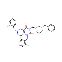 Cc1ccc(CN2CCc3c(c(=O)n(C[C@@H]4CCCN(Cc5ccccc5)C4)c(=O)n3Cc3c(F)cccc3F)C2)c(C)c1 ZINC000028864232