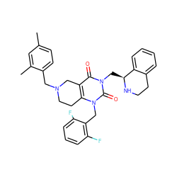 Cc1ccc(CN2CCc3c(c(=O)n(C[C@@H]4NCCc5ccccc54)c(=O)n3Cc3c(F)cccc3F)C2)c(C)c1 ZINC000029060462