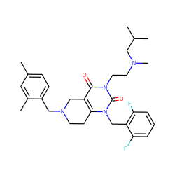 Cc1ccc(CN2CCc3c(c(=O)n(CCN(C)CC(C)C)c(=O)n3Cc3c(F)cccc3F)C2)c(C)c1 ZINC000028864169