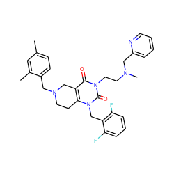 Cc1ccc(CN2CCc3c(c(=O)n(CCN(C)Cc4ccccn4)c(=O)n3Cc3c(F)cccc3F)C2)c(C)c1 ZINC000028864171