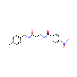 Cc1ccc(CNC(=O)CCNC(=O)c2ccc([N+](=O)[O-])cc2)cc1 ZINC000003429034