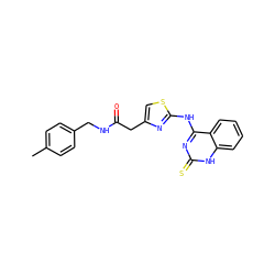 Cc1ccc(CNC(=O)Cc2csc(Nc3nc(=S)[nH]c4ccccc34)n2)cc1 ZINC000008672501