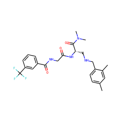 Cc1ccc(CNC[C@H](NC(=O)CNC(=O)c2cccc(C(F)(F)F)c2)C(=O)N(C)C)c(C)c1 ZINC000028952337