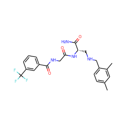 Cc1ccc(CNC[C@H](NC(=O)CNC(=O)c2cccc(C(F)(F)F)c2)C(N)=O)c(C)c1 ZINC000028952313