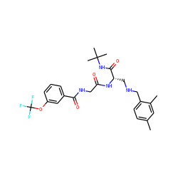 Cc1ccc(CNC[C@H](NC(=O)CNC(=O)c2cccc(OC(F)(F)F)c2)C(=O)NC(C)(C)C)c(C)c1 ZINC000028952432