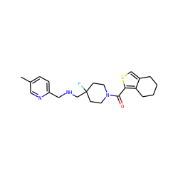 Cc1ccc(CNCC2(F)CCN(C(=O)c3scc4c3CCCC4)CC2)nc1 ZINC000064527408