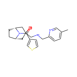 Cc1ccc(CNCC2(O)C[C@@H]3CC[C@H](C2)N3C(=O)c2ccsc2)nc1 ZINC000064549299