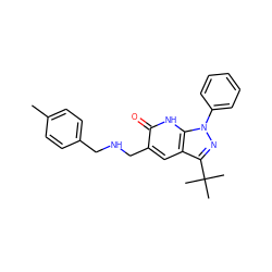 Cc1ccc(CNCc2cc3c(C(C)(C)C)nn(-c4ccccc4)c3[nH]c2=O)cc1 ZINC000008763121