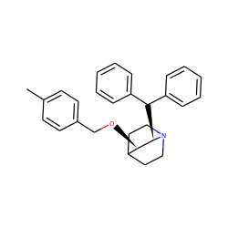 Cc1ccc(CO[C@@H]2C3CCN(CC3)[C@@H]2C(c2ccccc2)c2ccccc2)cc1 ZINC000013744501