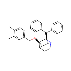 Cc1ccc(CO[C@@H]2C3CCN(CC3)[C@@H]2C(c2ccccc2)c2ccccc2)cc1C ZINC000013744518