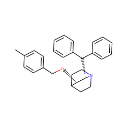 Cc1ccc(CO[C@H]2C3CCN(CC3)[C@H]2C(c2ccccc2)c2ccccc2)cc1 ZINC000013781105