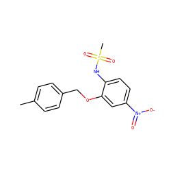 Cc1ccc(COc2cc([N+](=O)[O-])ccc2NS(C)(=O)=O)cc1 ZINC000035324479