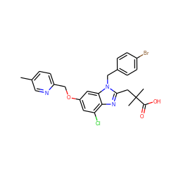 Cc1ccc(COc2cc(Cl)c3nc(CC(C)(C)C(=O)O)n(Cc4ccc(Br)cc4)c3c2)nc1 ZINC000218296171