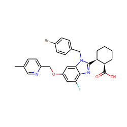 Cc1ccc(COc2cc(F)c3nc([C@H]4CCCC[C@H]4C(=O)O)n(Cc4ccc(Br)cc4)c3c2)nc1 ZINC000218279733