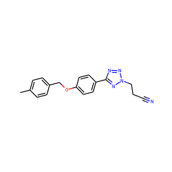 Cc1ccc(COc2ccc(-c3nnn(CCC#N)n3)cc2)cc1 ZINC000013744432