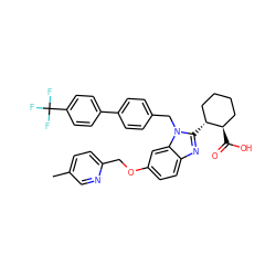 Cc1ccc(COc2ccc3nc([C@@H]4CCCC[C@H]4C(=O)O)n(Cc4ccc(-c5ccc(C(F)(F)F)cc5)cc4)c3c2)nc1 ZINC000218220246