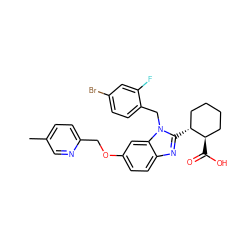 Cc1ccc(COc2ccc3nc([C@@H]4CCCC[C@H]4C(=O)O)n(Cc4ccc(Br)cc4F)c3c2)nc1 ZINC000218129757