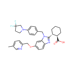 Cc1ccc(COc2ccc3nc([C@@H]4CCCC[C@H]4C(=O)O)n(Cc4ccc(N5CCC(F)(F)C5)cc4)c3c2)nc1 ZINC000221569484