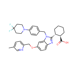 Cc1ccc(COc2ccc3nc([C@@H]4CCCC[C@H]4C(=O)O)n(Cc4ccc(N5CCC(F)(F)CC5)cc4)c3c2)nc1 ZINC000221569771
