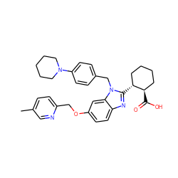 Cc1ccc(COc2ccc3nc([C@@H]4CCCC[C@H]4C(=O)O)n(Cc4ccc(N5CCCCC5)cc4)c3c2)nc1 ZINC000221569911
