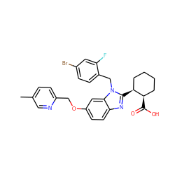 Cc1ccc(COc2ccc3nc([C@H]4CCCC[C@H]4C(=O)O)n(Cc4ccc(Br)cc4F)c3c2)nc1 ZINC000218151395