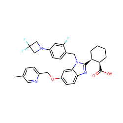 Cc1ccc(COc2ccc3nc([C@H]4CCCC[C@H]4C(=O)O)n(Cc4ccc(N5CC(F)(F)C5)cc4F)c3c2)nc1 ZINC000221570546