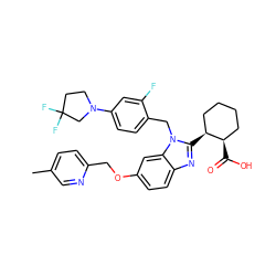 Cc1ccc(COc2ccc3nc([C@H]4CCCC[C@H]4C(=O)O)n(Cc4ccc(N5CCC(F)(F)C5)cc4F)c3c2)nc1 ZINC000221570398