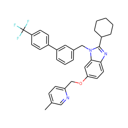 Cc1ccc(COc2ccc3nc(C4CCCCC4)n(Cc4cccc(-c5ccc(C(F)(F)F)cc5)c4)c3c2)nc1 ZINC000221569310