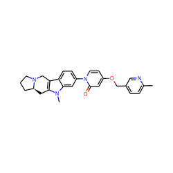 Cc1ccc(COc2ccn(-c3ccc4c5c(n(C)c4c3)C[C@H]3CCCN3C5)c(=O)c2)cn1 ZINC000113109193
