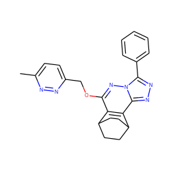 Cc1ccc(COc2nn3c(-c4ccccc4)nnc3c3c2C2CCC3CC2)nn1 ZINC000013610290