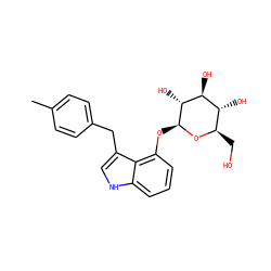 Cc1ccc(Cc2c[nH]c3cccc(O[C@@H]4O[C@H](CO)[C@@H](O)[C@H](O)[C@H]4O)c23)cc1 ZINC000028571871