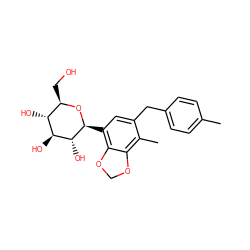 Cc1ccc(Cc2cc([C@@H]3O[C@H](CO)[C@@H](O)[C@H](O)[C@H]3O)c3c(c2C)OCO3)cc1 ZINC000226039570