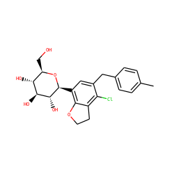 Cc1ccc(Cc2cc([C@@H]3O[C@H](CO)[C@@H](O)[C@H](O)[C@H]3O)c3c(c2Cl)CCO3)cc1 ZINC000214189607