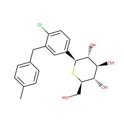 Cc1ccc(Cc2cc([C@@H]3S[C@H](CO)[C@@H](O)[C@H](O)[C@H]3O)ccc2Cl)cc1 ZINC000043131356