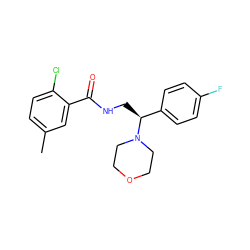 Cc1ccc(Cl)c(C(=O)NC[C@@H](c2ccc(F)cc2)N2CCOCC2)c1 ZINC000207718680