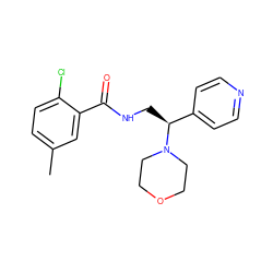 Cc1ccc(Cl)c(C(=O)NC[C@@H](c2ccncc2)N2CCOCC2)c1 ZINC000207701737