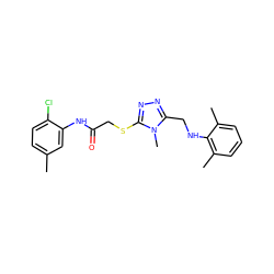 Cc1ccc(Cl)c(NC(=O)CSc2nnc(CNc3c(C)cccc3C)n2C)c1 ZINC000095589887