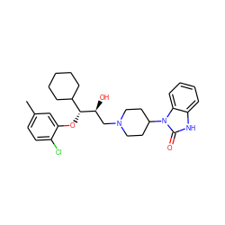 Cc1ccc(Cl)c(O[C@H](C2CCCCC2)[C@@H](O)CN2CCC(n3c(=O)[nH]c4ccccc43)CC2)c1 ZINC000028137893