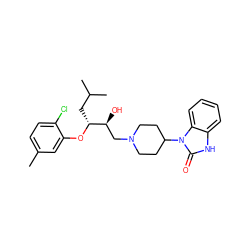 Cc1ccc(Cl)c(O[C@H](CC(C)C)[C@@H](O)CN2CCC(n3c(=O)[nH]c4ccccc43)CC2)c1 ZINC000028130986