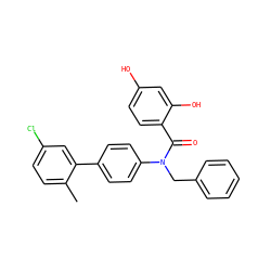 Cc1ccc(Cl)cc1-c1ccc(N(Cc2ccccc2)C(=O)c2ccc(O)cc2O)cc1 ZINC000653750428