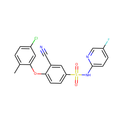 Cc1ccc(Cl)cc1Oc1ccc(S(=O)(=O)Nc2ccc(F)cn2)cc1C#N ZINC000473197795