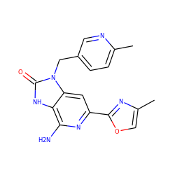 Cc1ccc(Cn2c(=O)[nH]c3c(N)nc(-c4nc(C)co4)cc32)cn1 ZINC000071316361