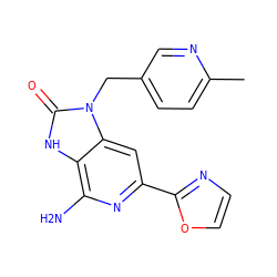 Cc1ccc(Cn2c(=O)[nH]c3c(N)nc(-c4ncco4)cc32)cn1 ZINC000071330993